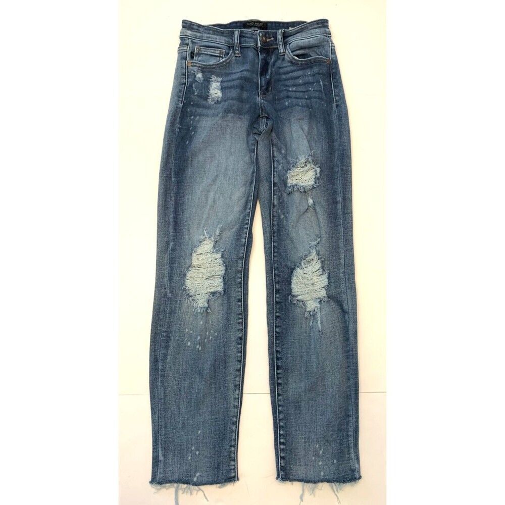 Judy Blue Jeans Womens 1/25 (27x28) Boyfriend Fit Distressed Stretch Y2K Denim